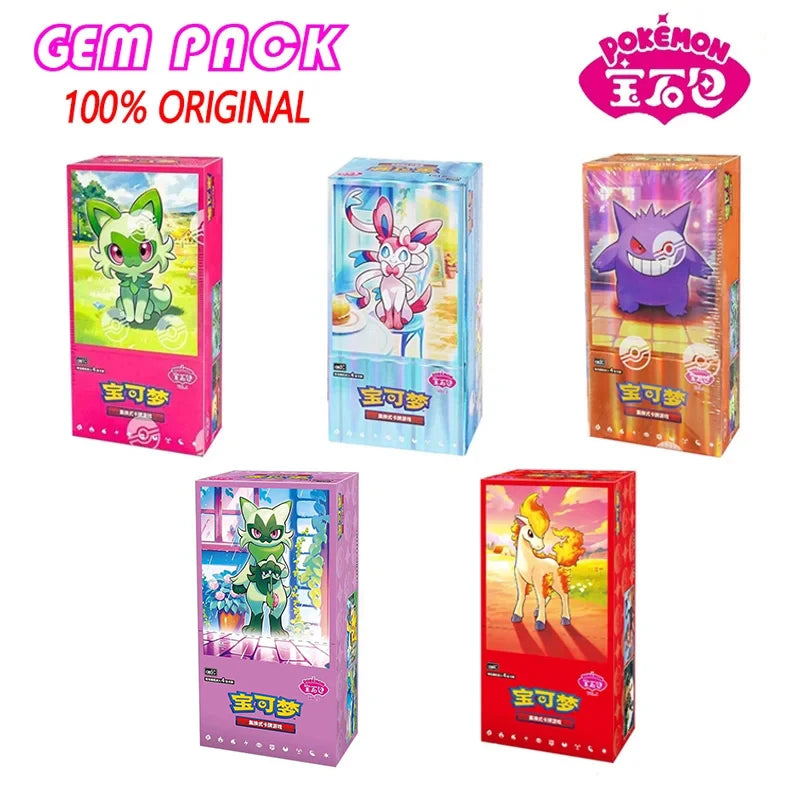 Original Pokemon gempack Cards Vol.5 Vol.3 Vol.2 Vol.1 Trading PTCG Bag Gem Box Deck Sprigatito Eevee Pikachu Gengar Card Gift