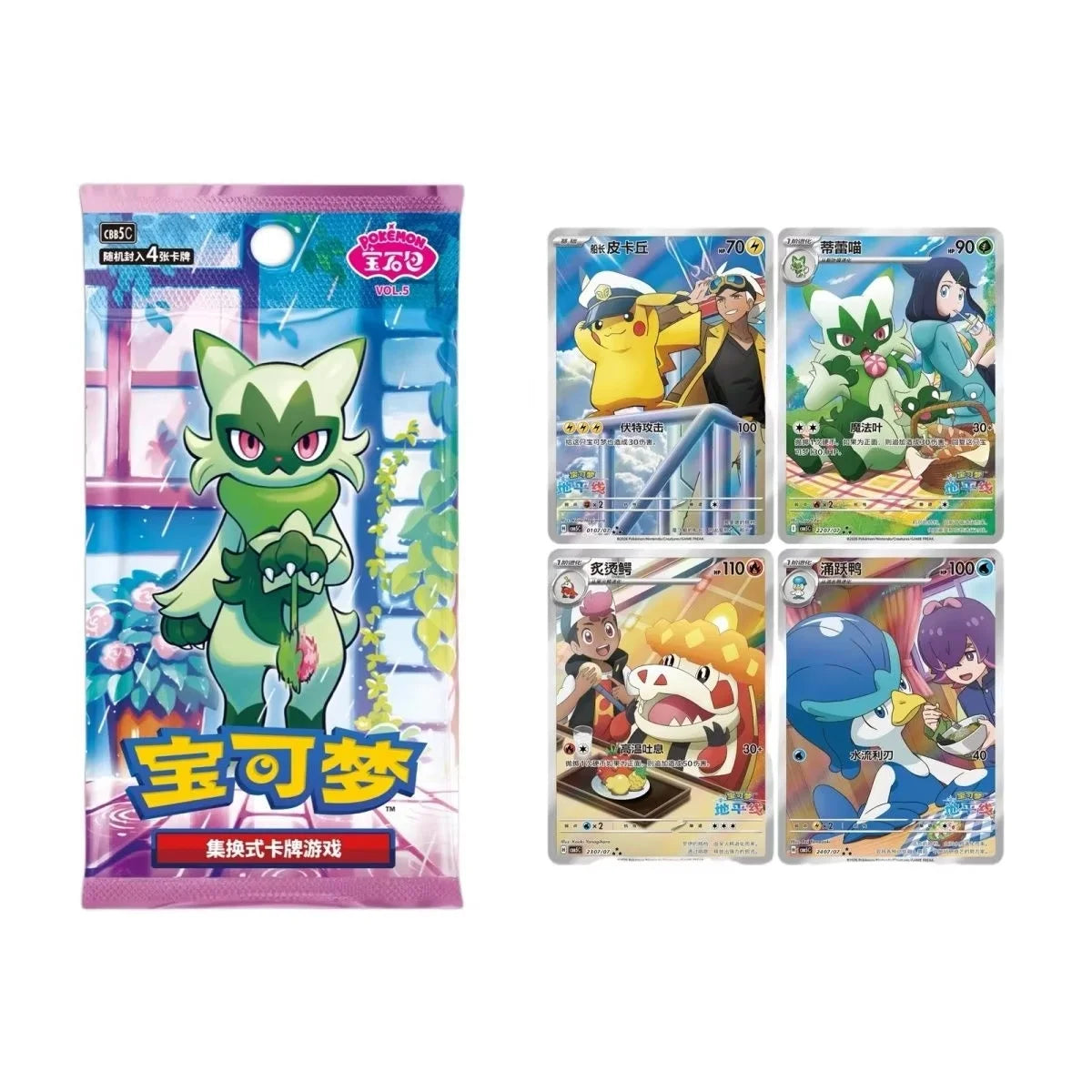 Original Pokemon Game Pack Cards Gem Pack Vol.5Scarlet and Violet Trading PTCG Bag Box Deck Ibrahimovic Pikachu Card Gift