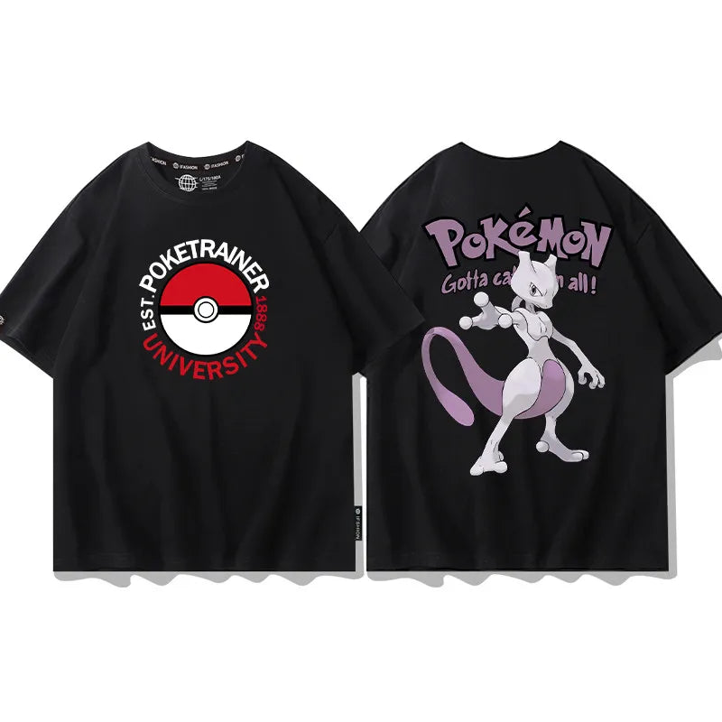 Pokemon  Animation Derivatives Printed Short Sleeve T-Shirt Men's and Women's  New Fashion Casual Cotton Popular Top